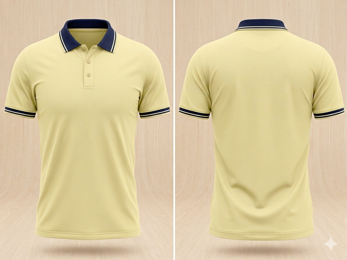 PK Mesh Fabrics - 160 GSM (Body Cream-Collar Nevy Blue)