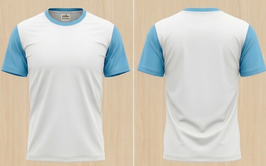 PP Jersey - 110  GSM (Body White Sleeve Sky)